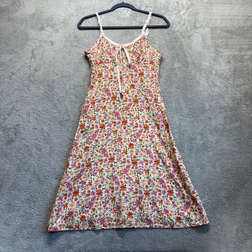 SHEIN Cami Dress Womens 6 Multicolor Floral Lace Trim Smocked Back A-Line